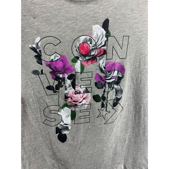 Converse Gray Floral Graphic Short Sleeve Classic Fit T-Shirt Women's Size XS - Picture 2 of 4